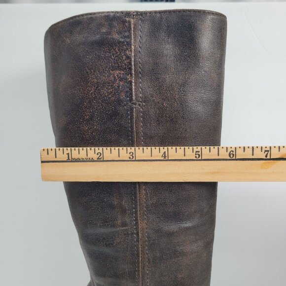 Frye Harlow Campus Women's Charcoal/Black High Heel Tall Boots 77343 US Size 6M - Picture 13 of 13